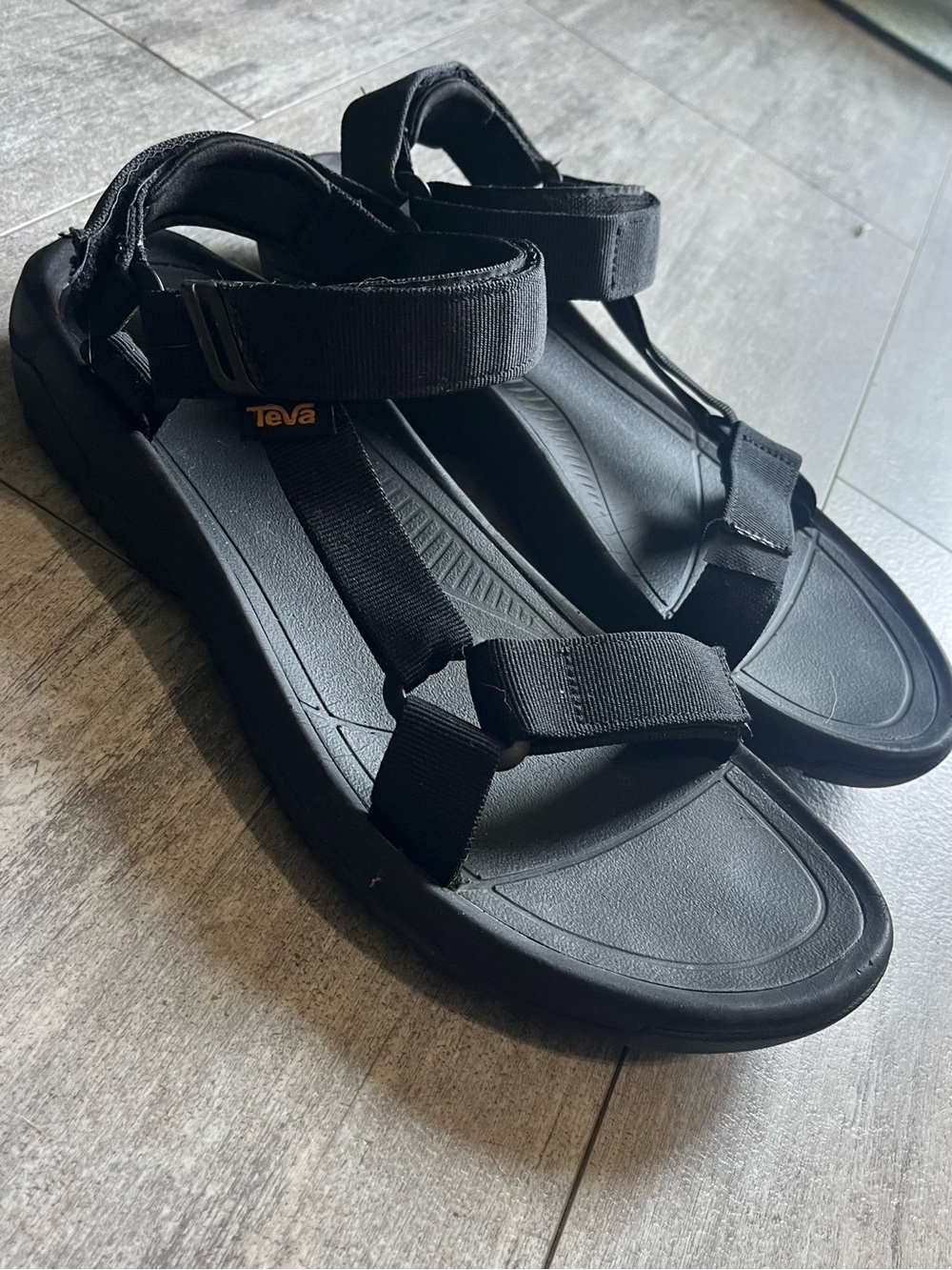 Teva Men's Hurricane XLT2 Black Adjustable Strap Sport Sandals, 12, Like New